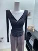 JU Women's Slim Fit Long Sleeve T-Shirt Comfortable Soft Half Open Neckline Thin Slightly Sheer Waist Cinching Sun Protective for Summer_ecoleips.com