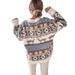 Aria Basics Aria Basics 2022 European And American Cross-Border Round Neck Loose Five-Color Christmas Theme Jacquard Long Sleeve Women's_ecoleips.com