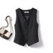 Women's Clothing Suit vest women's small vest 2024 spring and autumn new slim fit outer wear layered women's waistcoat black short vest_ecoleips.com
