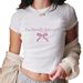 Qi Duo European And American Hot-Selling Women's Fashion Hot Girl Slim-Fit Crop Top Round Neck Short Sleeve Y2K Printed_ecoleips.com