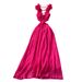 Lace-Up Backless Ruffle Dress – Stretchy Tr Fabric, A-Line Midi Dress With Hollow-Out Waist For Date Night & Vacation_ecoleips.com
