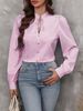 Verve 2025 Women's Fashion Autumn Winter New V-neck Tie Button Striped Long Sleeve Shirt_ecoleips.com