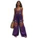 Women's Clothing Summer New Retro Printed Floral Cotton And Linen Suspenders Wide Leg Jumpsuit Trousers_ecoleips.com