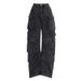 Women's Clothing Distressed Grey Utility Cargo Pants – Streetwear Oversized Wide-Leg Jeans With Multi-Pockets | High Waist, Stretch Comfort_ecoleips.com
