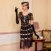 plus Size Retro Sequined Dress European And American Style Gatsby Gown with Handmade Beaded Tassels for Women_ecoleips.com