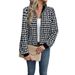 European American Cross-border 2026 Autumn New Zippered Houndstooth Jacket, Loose And Slimming Casual Top Coat_ecoleips.com