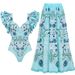 Women's Clothing New One-piece Skirt Two-piece Swimsuit Ruffled V-neck Fashion Sexy Swimsuit_ecoleips.com