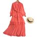 Plain Chiffon Long Sleeved Cake Dress 1868_ecoleips.com