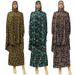 Printed Long Two-Piece Set With Headscarf And Floral Print Elegant Worship Dress_ecoleips.com