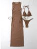 Women's Clothing New Swimsuit Bikini Bikini Multi Color Solid Color Long Skirt Sexy Split Three Piece Female Swimsuit_ecoleips.com