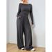 Women's Clothing Women's Wide Leg Pants Two Piece Set Loose Fitting Soft And Stylish Conceals Irregularities For Formal & Casual_ecoleips.com