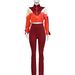 Women's Clothing Women's High Waist Slightly Flared Two Piece Suit Sports Casual Color Matching Navel Baring_ecoleips.com