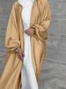 Verve 2025 New Muslim Women's Satin Puff Sleeve Robe Dubai Elegant Cardigan_ecoleips.com