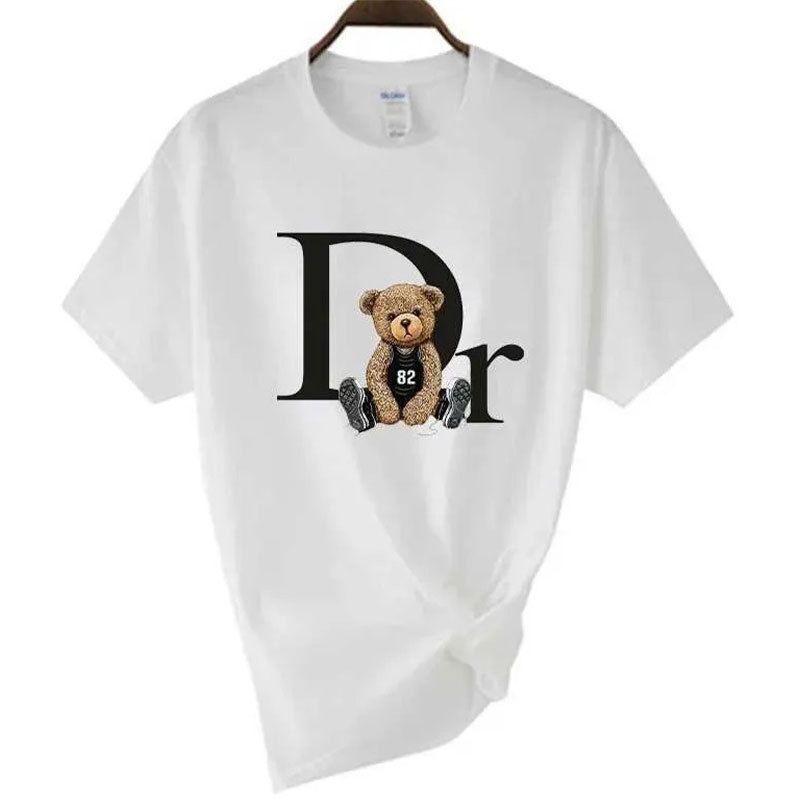 2025 New Spring/Summer Short-Sleeve Bear Print For Men, Cotton Versatile Casual Heavyweight Branded T-Shirt Top_ecoleips.com