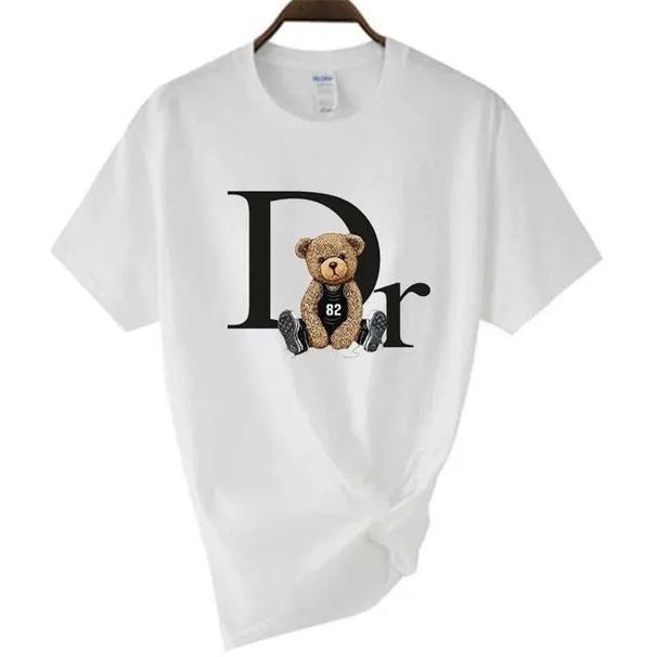 2025 New Spring/Summer Short-Sleeve Bear Print For Men, Cotton Versatile Casual Heavyweight Branded T-Shirt Top_ecoleips.com