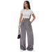 Voya Foreign Trade Women's European American Women's Clothing, New Autumn And Winter Elastic Waist Pocket Straight Loose And Casual Style Long Pants_ecoleips.com