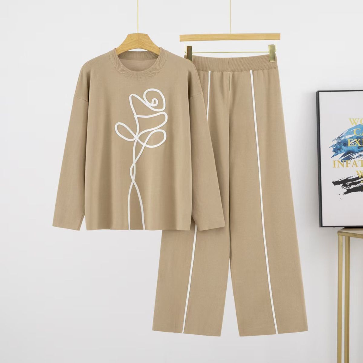 Women's Fashionable Loose Fit Two Piece Suit Cross Border Style for Spring Autumn 2024 Chic Casual Solid Color Set_ecoleips.com