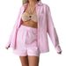 Women's Clothing Solid Color Single Breasted Long Sleeved Shirt Shorts Loose Fashion Casual Suit Female_ecoleips.com