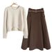 Women’s Clothing Autumn New Style Fashionable Temperament Age Reducing Knitted Top Slim Skirt Two Piece Suit_ecoleips.com