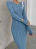 Tossy Autumn Fashion Slim Long Dress Female Knitwear Slim High Waist Patchwork Long Sleeve Elegant Party Dress Ladies Knit Dress_ecoleips.com