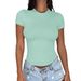 DiYun European And American Vacation Casual Versatile Solid Color Short Sleeve Tank Top T-Shirt Women's Clothing 2026_ecoleips.com