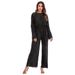 Verve Muslim Pleated Beaded Bell Sleeve Loose Jumpsuit Set For Women 1635_ecoleips.com