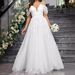 Women's Clothing Solid Color V Neck Sling Mesh Wedding Elegant Slim Big Swing Wedding Ladies Wedding Dress Evening Dress_ecoleips.com