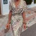 Women's Clothing Slim Fit Printed Dress V Neck Mid Waist Sexy Fashion Spring Thin Summer Lanon Effortless Style, All-Day Comfort_ecoleips.com