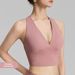 Cross-border Halter Neck Sports Bra For Women, Sexy V-neck Yoga Tank T, Outerwear Racerback With Fixed Cups, Fitness_ecoleips.com