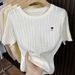 Women's Heart Patterned Jacquard Embroidered Round Neck Short Sleeve Knit Sweater Spring/Summer New Design_ecoleips.com