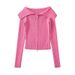 Women's Clothing Short Large Lapel Jacket Long Sleeve Design Knitted Sweater_ecoleips.com