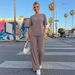 Women's Two Piece Summer Casual Set Short Sleeve Loose T-Shirt And Pants Travel Wear_ecoleips.com