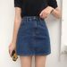 New 2026 Women's Denim Midi Skirt High Waist Slimming Solid Color Korean Style Versatile Casual Bodycon Short Skirt for Students_ecoleips.com
