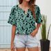 Aria Basics Aria Basics Independent Brand Quality Cross-border European And American Women's Clothing 2025 Summer New Printed V-neck_ecoleips.com