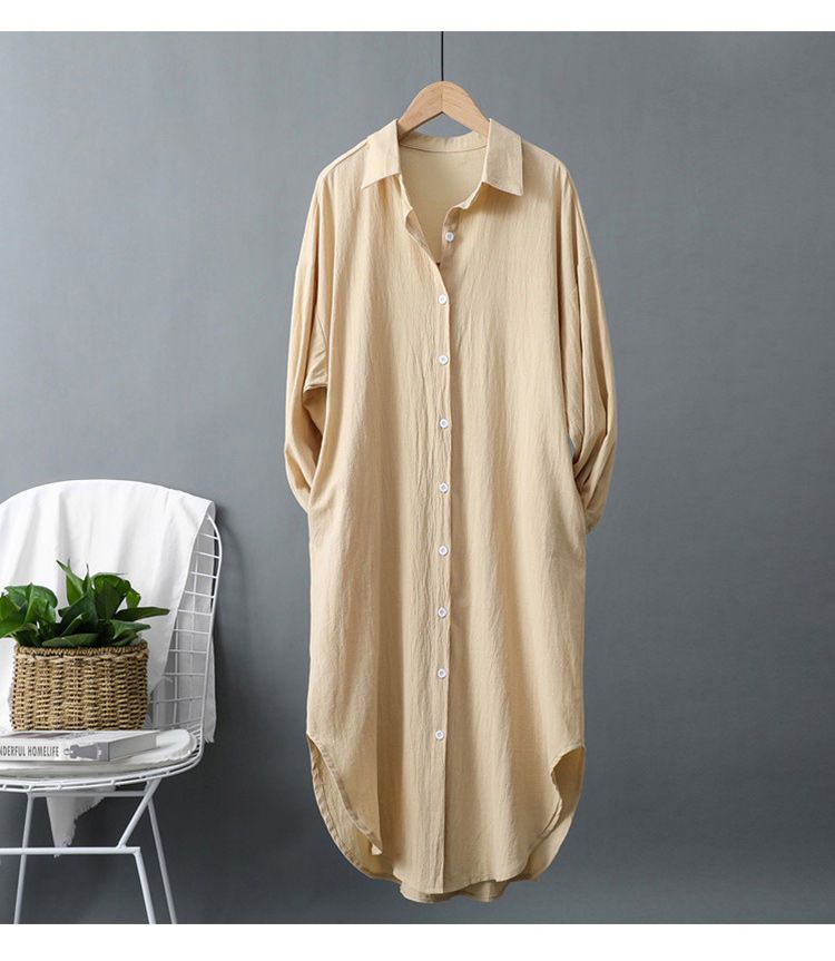Women's Clothing Spring And Autumn Fashion Oversized Zen-Inspired Shirt – Long Sleeve Relaxed Blouse With Polo Collar (3 Minimalist Colors, S-2XL)_ecoleips.com