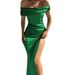 Foreign Trade New Tight Women's Clothing Solid Color Sleeveless Mid-Length Off-Shoulder Dress Sexy Evening Gown_ecoleips.com
