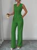 Elegant Solid Color Sleeveless Vest & Pants Suit For Women - Breathable Polyester Blend, Wrinkle-Free, Office & Casual Wear (S/M/L/XL)_ecoleips.com