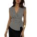 Women's Clothing Elegant Sleeveless Waist Cinching Pullover Vest Solid Color Casual Top For Spring/Autumn Summer_ecoleips.com