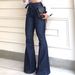 Women's Clothing High Waist Hip Lifting Lace Up Flared Pants Wide Leg Pants Jeans For Women_ecoleips.com
