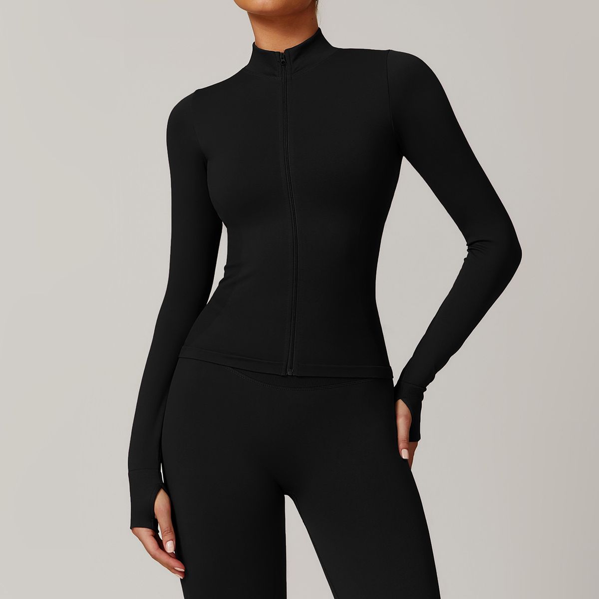 Women's Clothing Seamless Stand Collar Zipper Yoga Suit Women's Jacket Windproof Slim Warm Top Sports Running Jacket_ecoleips.com