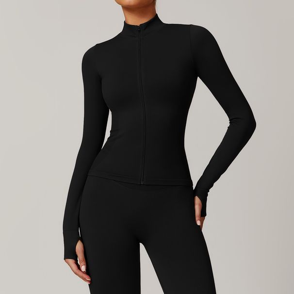 Women's Clothing Seamless Stand Collar Zipper Yoga Suit Women's Jacket Windproof Slim Warm Top Sports Running Jacket_ecoleips.com