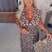 Women's Short-Sleeved Leopard Print Dress Spring 2026 Long Skirt Independent Website European And American Cross Border New Arrivals_ecoleips.com