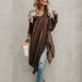 Elegant Striped Fringe Cardigan Sweater - Oversized Scarf Collar Longline Wrap, Soft Cotton Blend, Boho Chic Style For Women_ecoleips.com