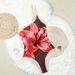 Women's Floral Print Halter One-Piece Swimsuit – Backless & Elegant Cut (S-L, Scarlet Red)_ecoleips.com