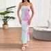 AD176 European And American Fashion Spring-summer New Style Elegant Strapless Backless Slim-fit Waist-cinching Printed_ecoleips.com