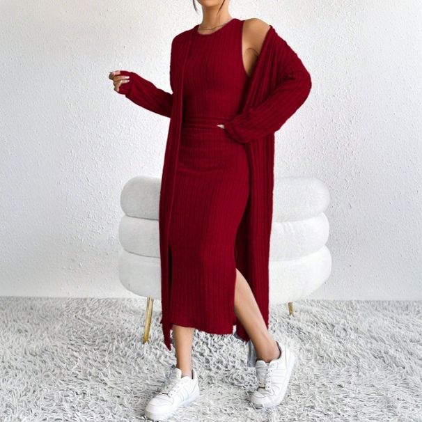 Voya Women's Lazy And Minimalist Fashion Set 2026 Autumn And Winter New Dress Jacket Two-piece Set_ecoleips.com