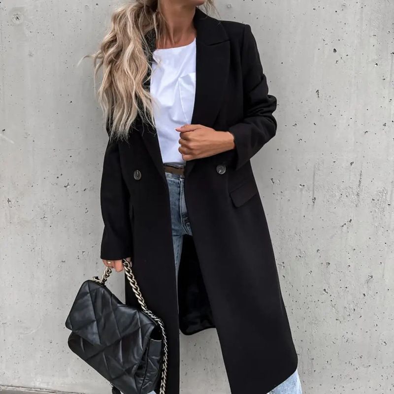 Women's Clothing Autumn And Winter Thickened Single Breasted Solid Color Ladies' Slim Long Trench Coat Woolen Coat Female_ecoleips.com