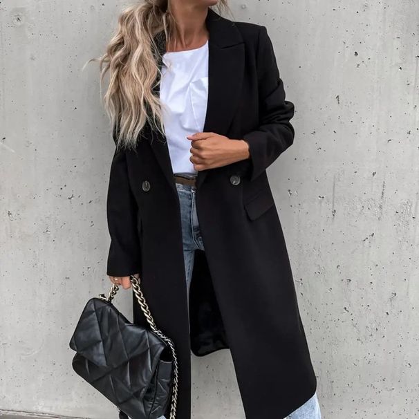 Women's Clothing Autumn And Winter Thickened Single Breasted Solid Color Ladies' Slim Long Trench Coat Woolen Coat Female_ecoleips.com
