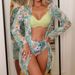 Women's Clothing Three Piece Swimsuit Multicolor Printed Cover Up Sun Protection Suit Triangle Gathered Foreign Trade Swimsuit_ecoleips.com
