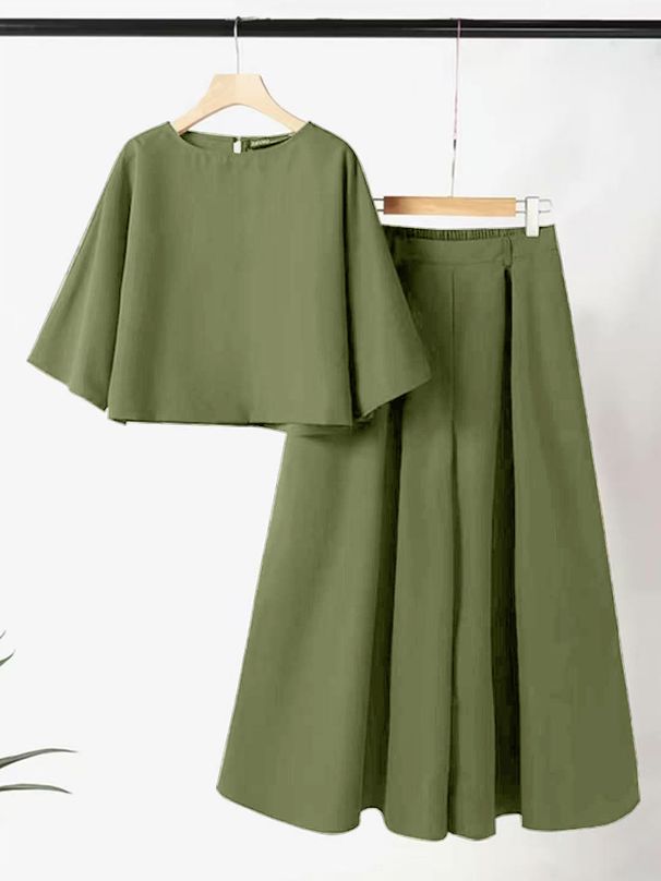 Women's Clothing New Spring And Summer Fashion Solid Color Short Sleeved Casual Loose Trousers Women's Clothing Two Piece Suit_ecoleips.com